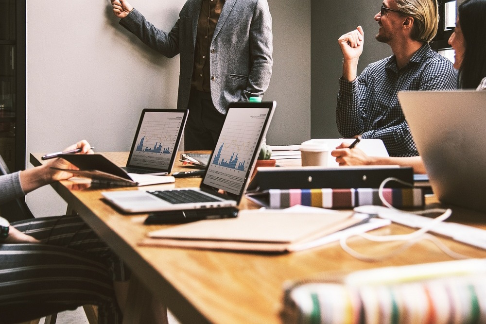 Modern business buildings